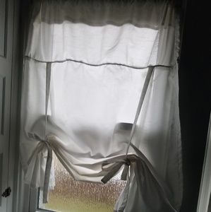 ( 2  )  27 x50ish tie up white shades.